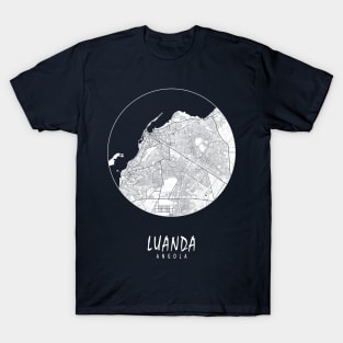 Luanda, Angola City Map - Full Moon T-Shirt